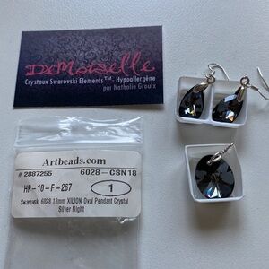 Swarovski Crystals Elements Earrings and Pendant Silver Sterling